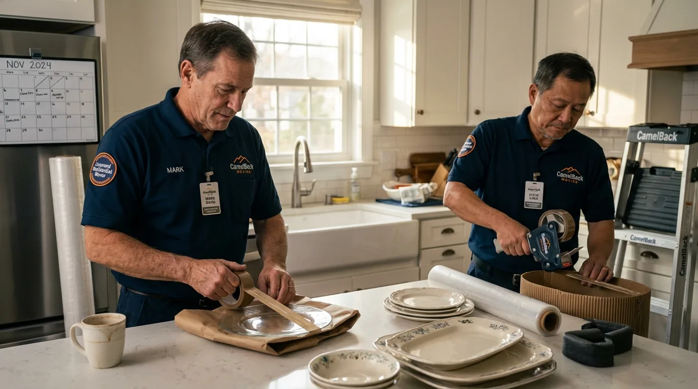 Professional crew packing kitchen dishware in Naperville, IL